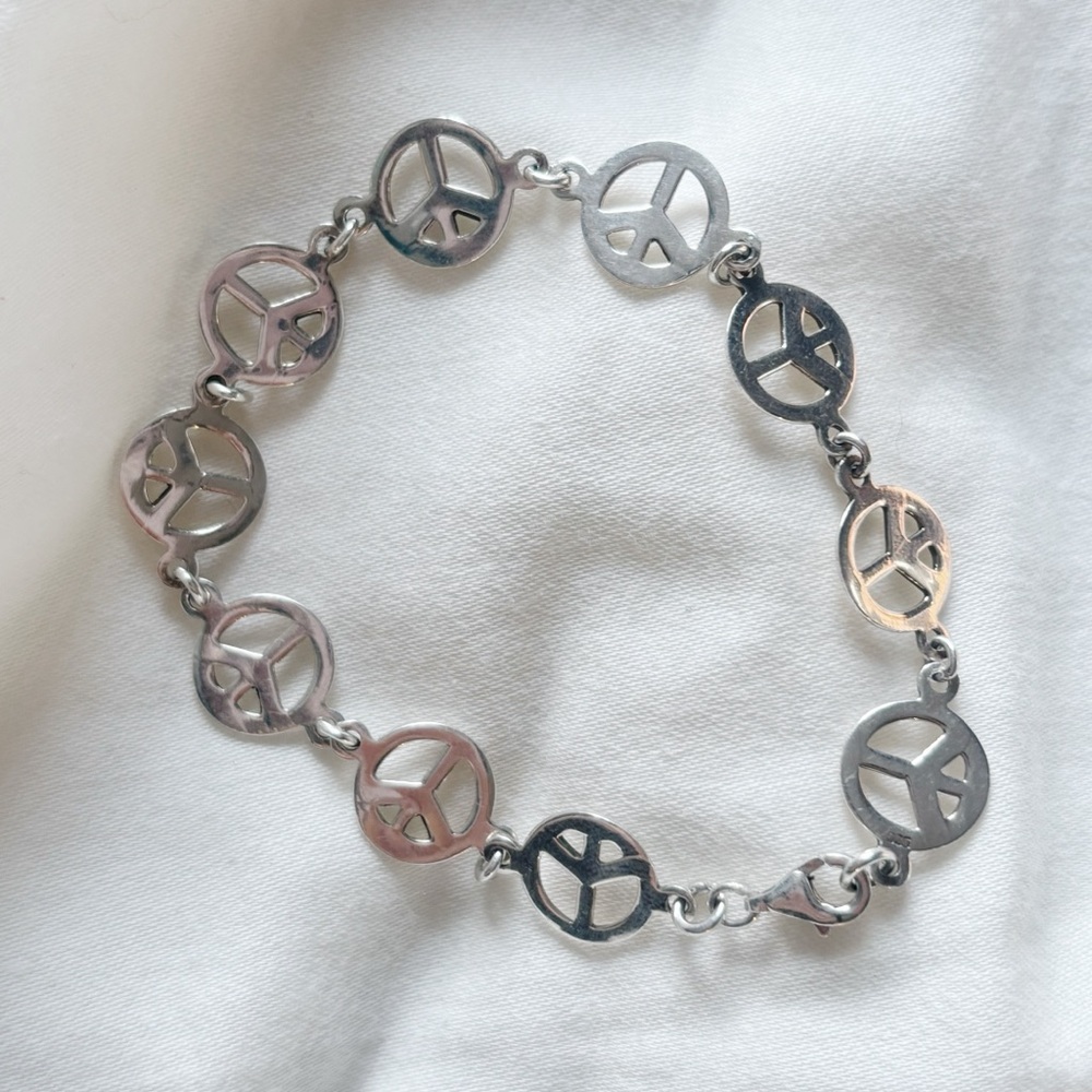 [STERLING SILVER] Peace Sign Bracelet